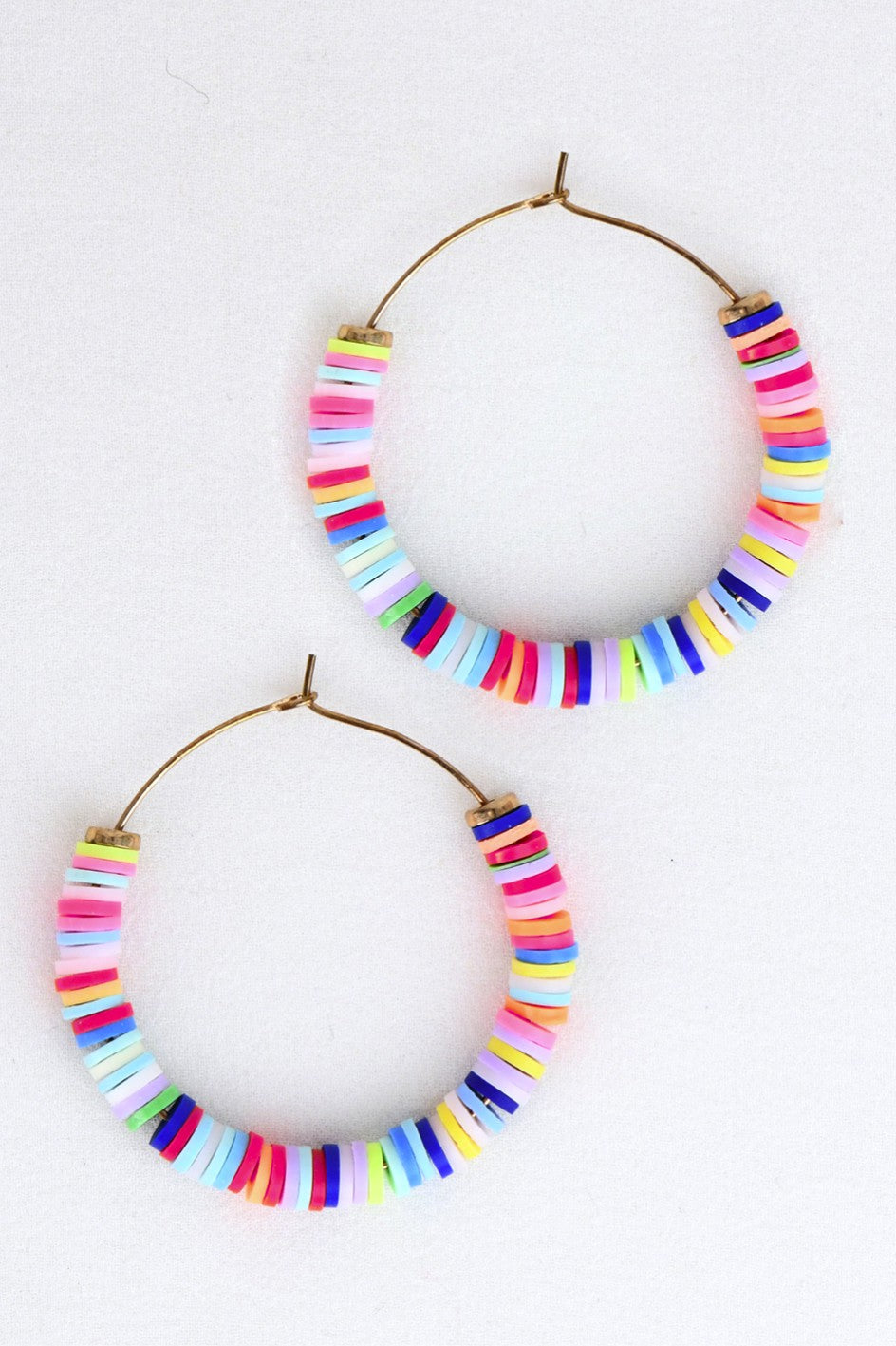 Multicolor Flat Heishi Disc Bead Earrings