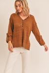 Harper Fitted Keyhole Top in Coco Brown