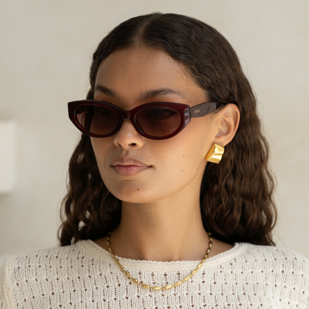 Freyrs Eyewear Ameli Acetate Cat-Eye Sunglasses in Red