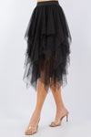 Tutu Tulle High/Low Skirt With Pearls in Black