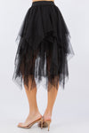 Tutu Tulle High/Low Skirt With Pearls in Black