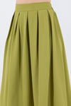Box Pleats Midi Skirt in Green
