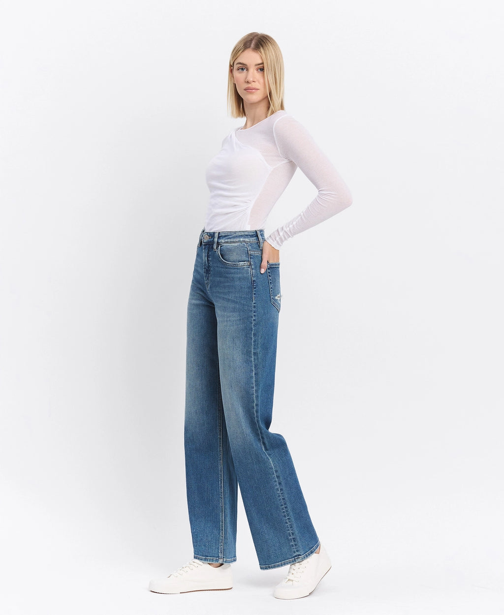 On Target Super High Rise Wide Leg Denim by Flying Monkey