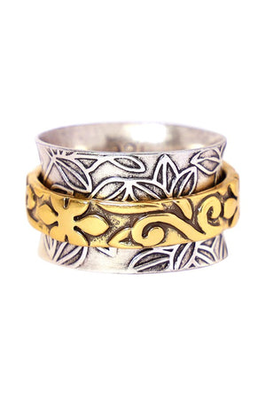 Floral Pattern 2 Tone Spinner Ring