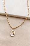 Gold Paperclip Chain Necklace With Moon Charm