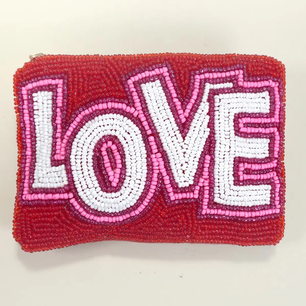 Love Seed Bead Coin Purse