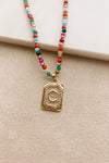 Beaded Chain Initial Pendant Necklaces