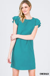 Rosalie Solid Knit Shift Dress in Emerald
