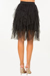 Ruffled Asymmetrical Tulle Mini Skirt in Black