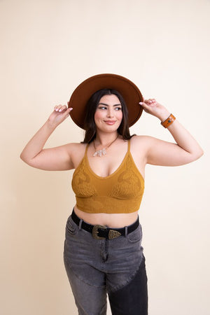 Seamless Padded and Textured Brami in Mustard