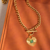 Apres 18K Gold Non-Tarnish Green Heart Chain Necklace