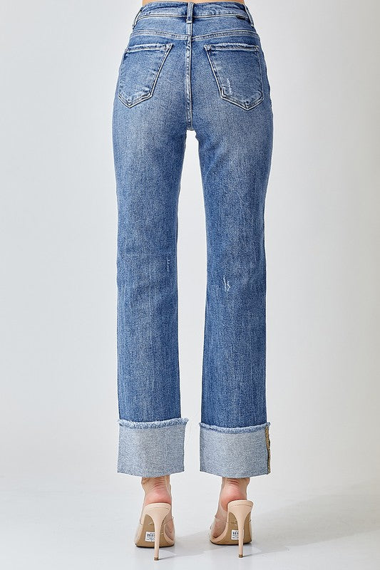 High Rise Loose Straight Jeans by Risen