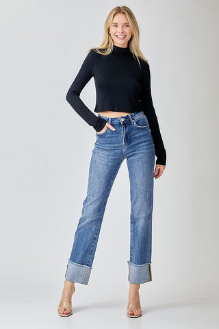 Mace Super High Rise Distressed Straight Jean by Flying Monkey