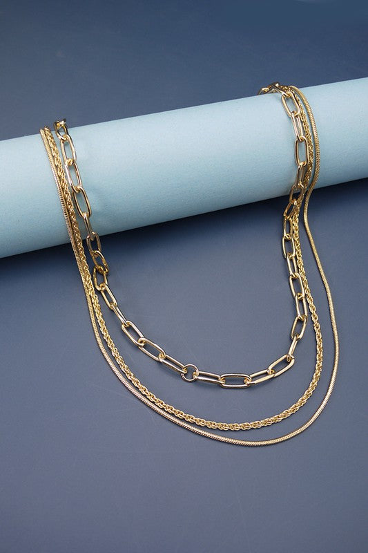 Multi Layer Chain Necklace in Gold or Silver