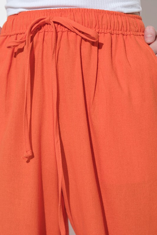 Colette Linen Blend Palazzo Pant in Orange