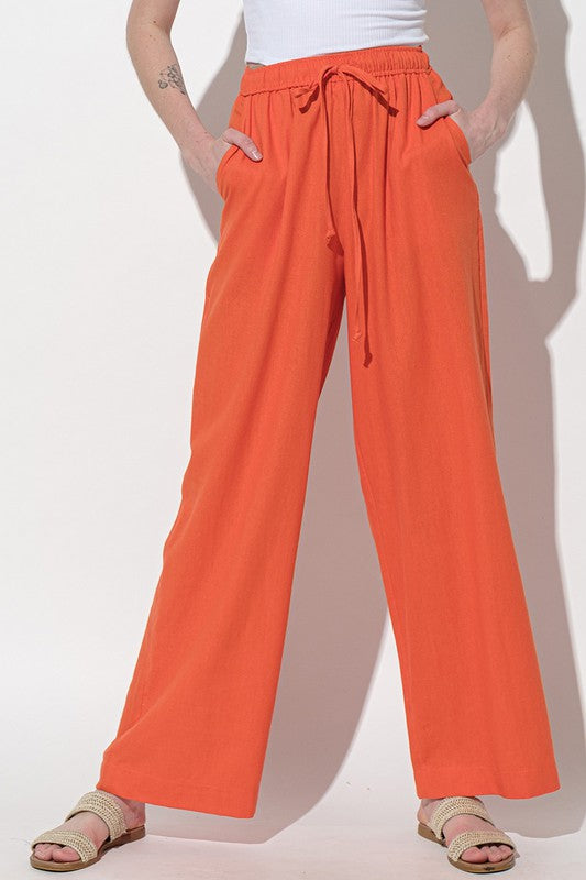 Tall Womens Orange Wide Leg Sweatpants | Tall Pants | Prissy Duck