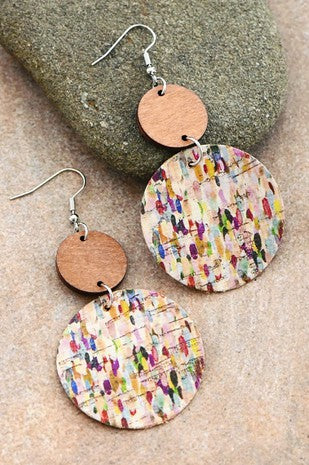 Multicolored Printed Cork Earrings