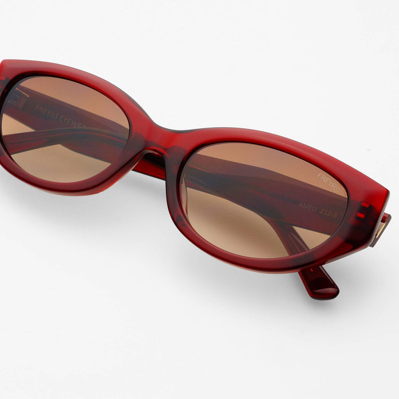 Freyrs Eyewear Ameli Acetate Cat-Eye Sunglasses in Red