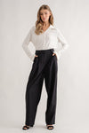 Amber Wide Leg Pleated Pant in Dark Charcoal by Aaron & Amber