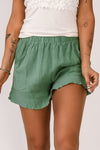 Madison High Waist Pocketed Ruffle Shorts in Green