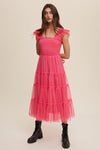 Tami Ruffle Detailed Stretch Denim Dress in Sizes S-3XL in Light Denim