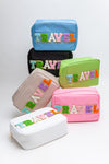 Large Travel Makeup Pouch in White