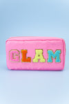 Glam Small Travel Makeup Pouch in Hot Pink