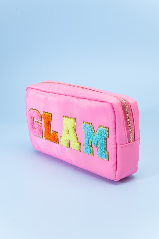 Glam Small Travel Makeup Pouch in Hot Pink