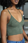 Seamless Padded and Textured Brami in Olive