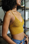Seamless Padded and Textured Brami in Mustard