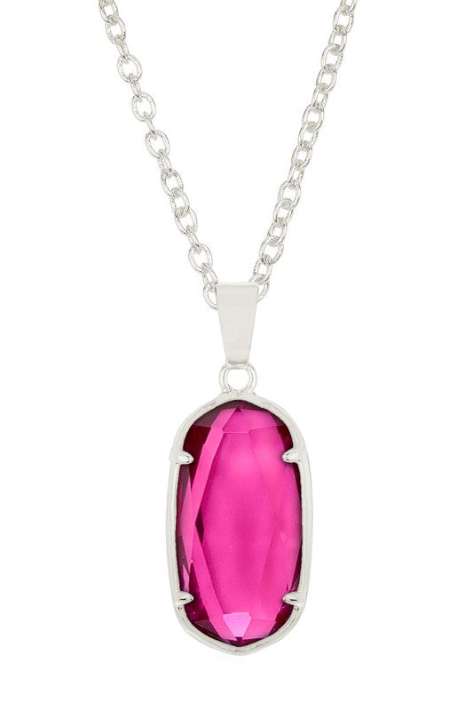 Raspberry Crystal Sterling Silver Necklace