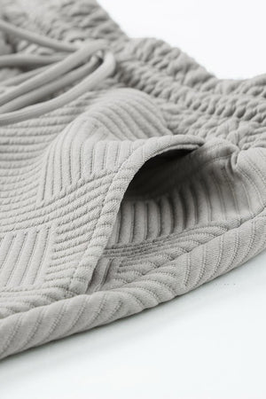 Jayne 2 Piece Textured Shorts Set in Gray