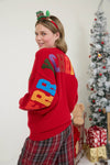 Merry Christmas Varsity Letter Detail Sweater