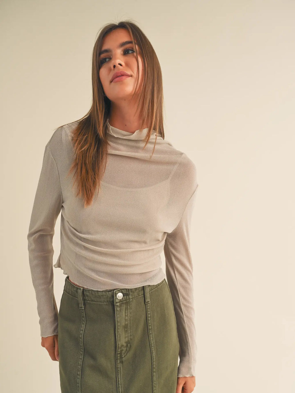 Mesh and Sparkle Long Sleeve Top by Miou Muse