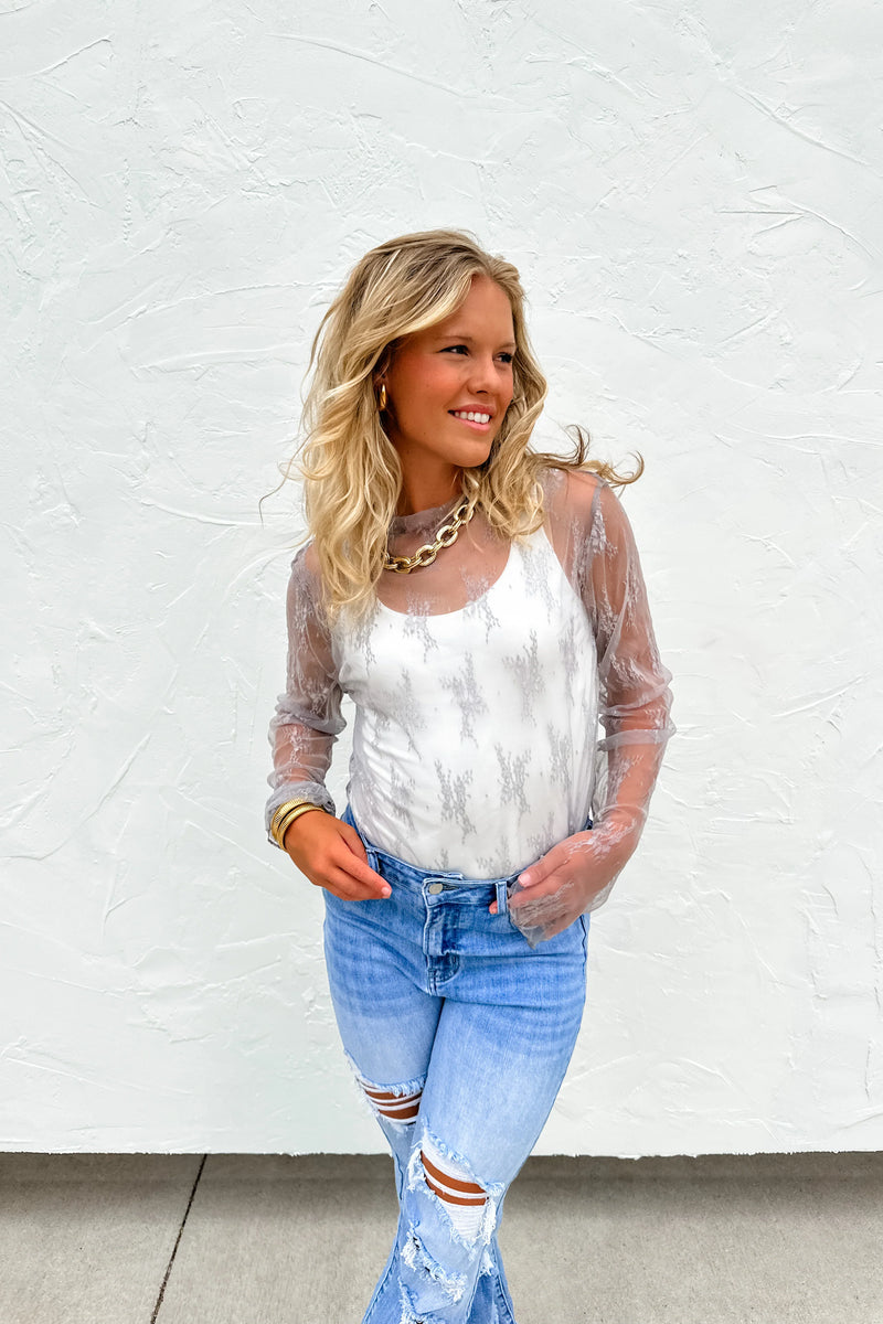 Roxy Lace Top in Grey by Blakeley Designs