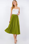 Bow Design Double Layered Tulle MIdi Skirt in Beige