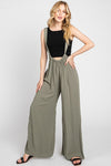 Palazzo Wide Leg Linen Pant in Olive
