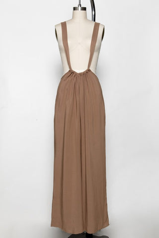 Ava Smocked Ruffle Tiered Mesh Maxi Dress in Champagne