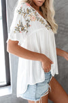 Tori Embroidered Babydoll Blouse