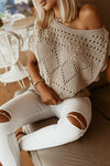 Cleo Khaki Knit Dolman Sleeve Sweater Top