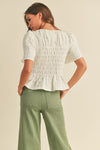 Bethany Textured Fabric Top in White by Miou Muse