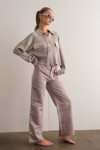 Mindy Washed Woven Suspender Style Jumpsuit in Vintage Denim
