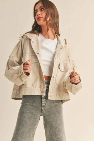 Audrey Button Down Shacket in Oatmeal
