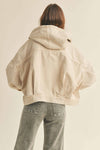 Beau Washed Cotton Jacket With Hoodie by Miou Muse