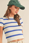 Sally Bold Stripe Short Sleeve Knit Top by Miou Muse