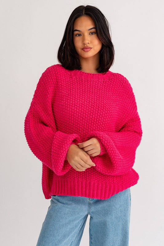 Jo Chunky Yarn Sweater in Pink