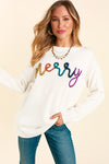 Merry Metallic Sweater in White