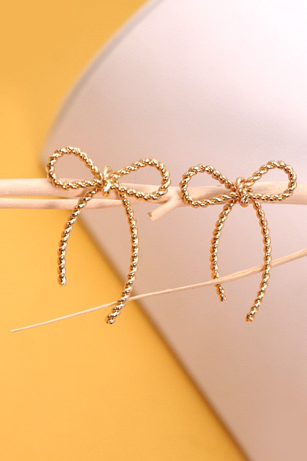 Bow Rope Twist Earrings in Gold
