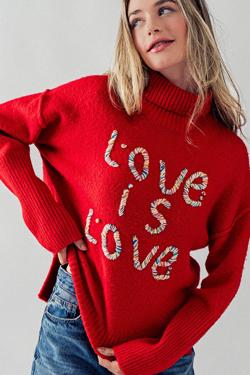 Love Is Love Embroidered Sweater