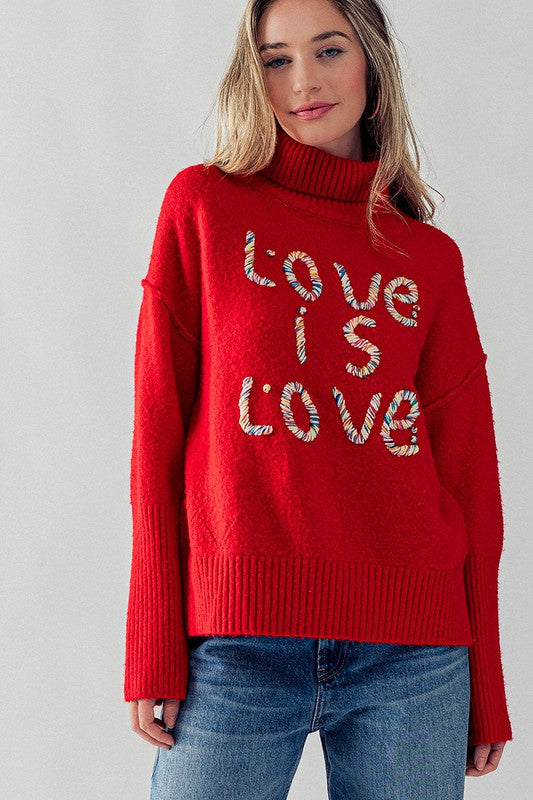 Love Is Love Embroidered Sweater